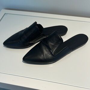 Black Leather Pointed Mules